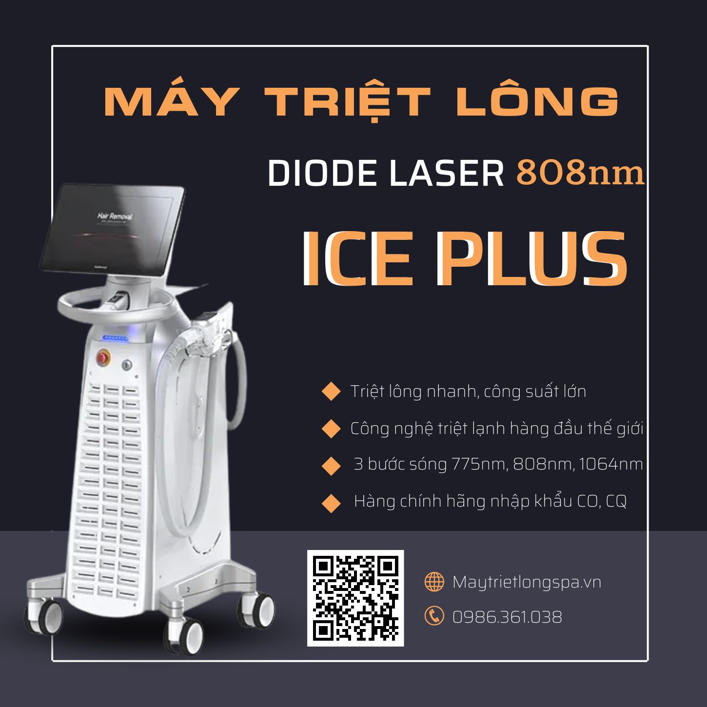 máy triệt lông spa Diode laser 808nm